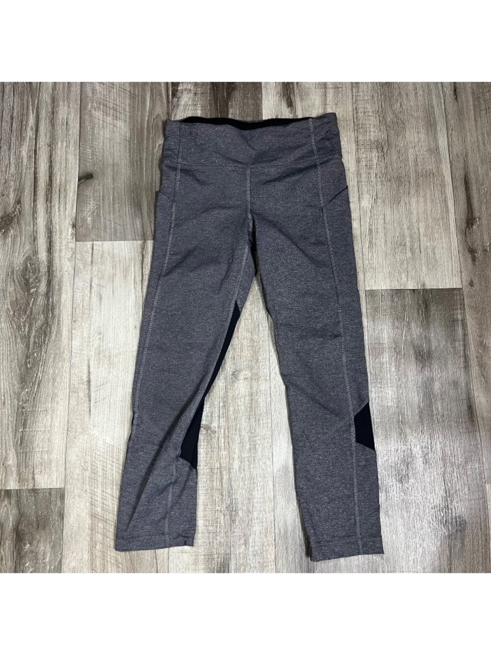 Lululemon Athletic Pace Rival MR Cropped Yoga Pants Heathered Black Size 4